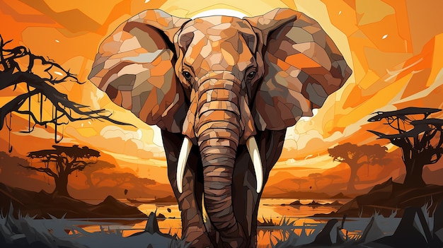 Ilustração vetorial gigante gentil de elefante