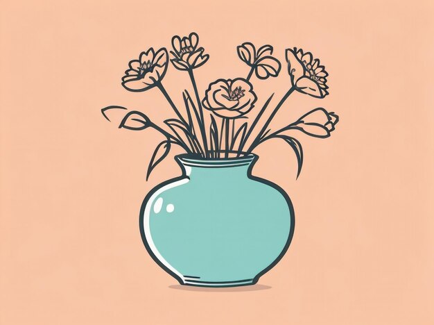 Foto ilustração vetorial isolada de um vaso com flores