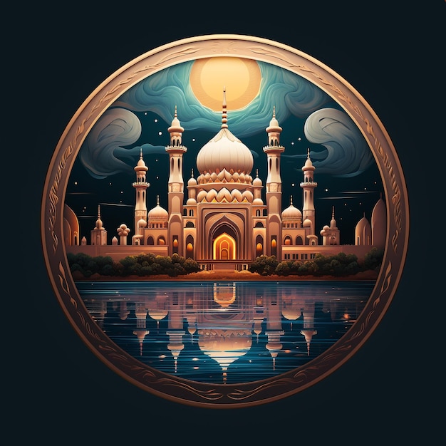 Ilustração vetorial logotipo islâmico da mesquita