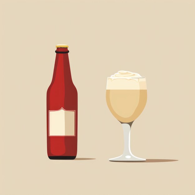 Ilustração vetorial minimalista de cerveja e vidro com comentário social