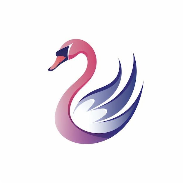 Ilustração vetorial minimalista do logotipo do cisne em navy leve e magenta claro