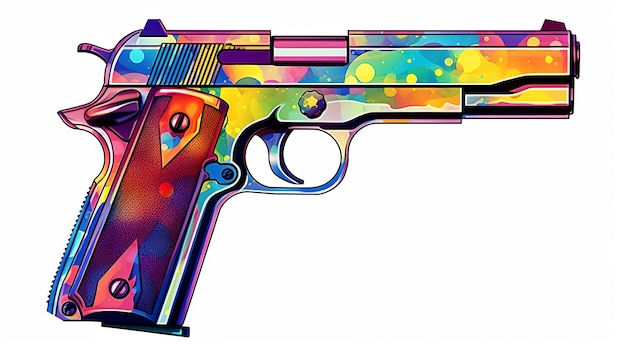 Ilustração vetorial multicolorida de arma isolada em fundo branco Generative ai