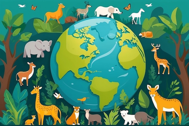 Foto ilustração vetorial para o dia mundial da vida selvagem