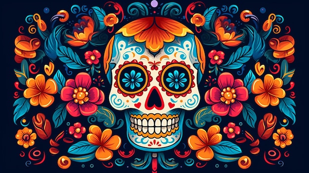 Ilustração vetorial para o feriado mexicano Dia de Los Muertos Generative AI