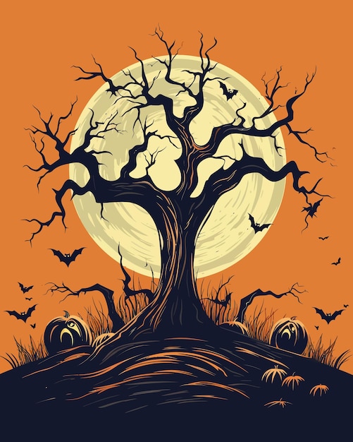 Foto ilustração vetorial plana com tema de halloween