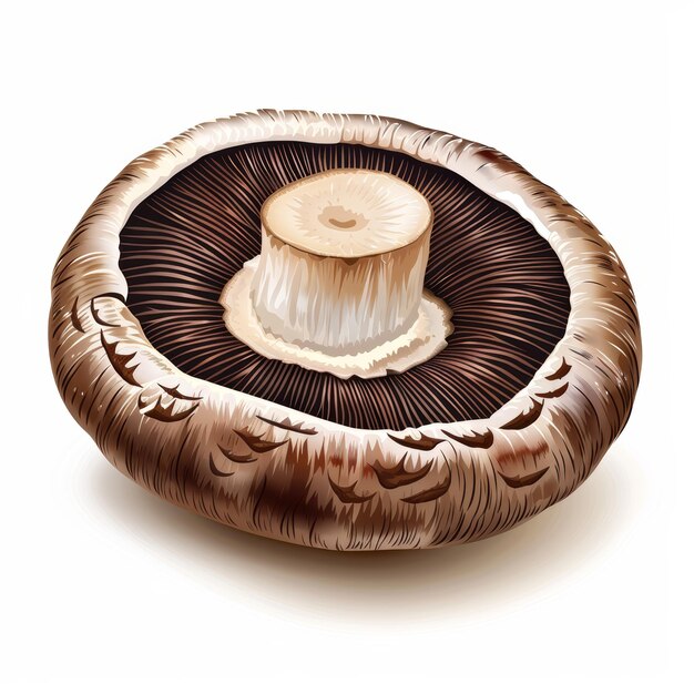 Foto ilustração vibrante de cogumelos portobello em fundo branco ia gerativa