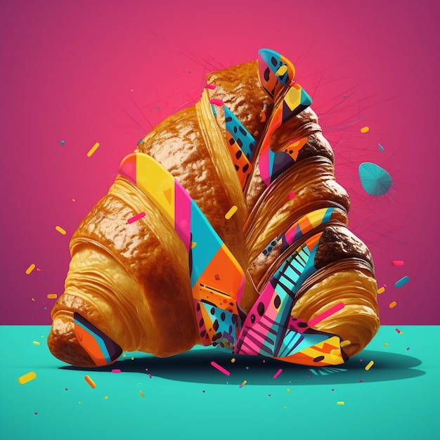 ilustração vibrante e marcante de um croissant francês