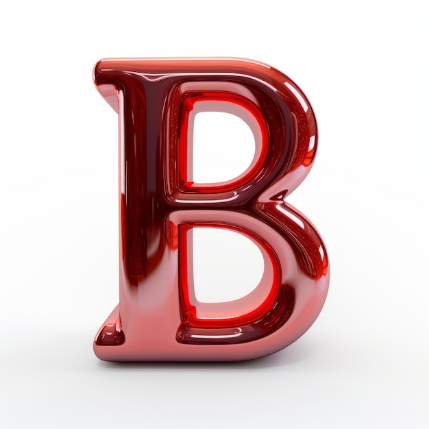 Ilustração vibrante em 3D da letra B do alfabeto vermelho