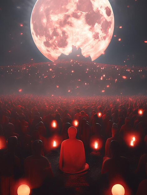 Foto ilustração visakha bucha budha em vermelho