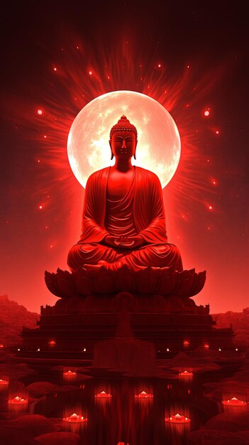 Foto ilustração visakha bucha budha em vermelho