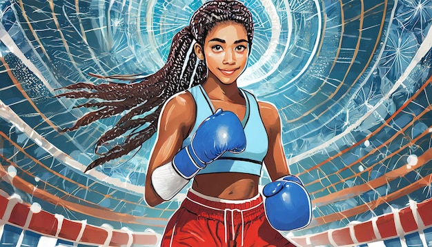 Foto ilustracin de una joven mujer boxeadora