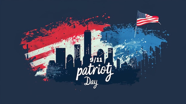 Ilustración del 11 de septiembre para el Día del Patriota de los Estados Unidos Ilustración de cartel o pancarta