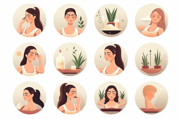 Foto ilustración de 20 íconos modernos para una esteticista para instagram.