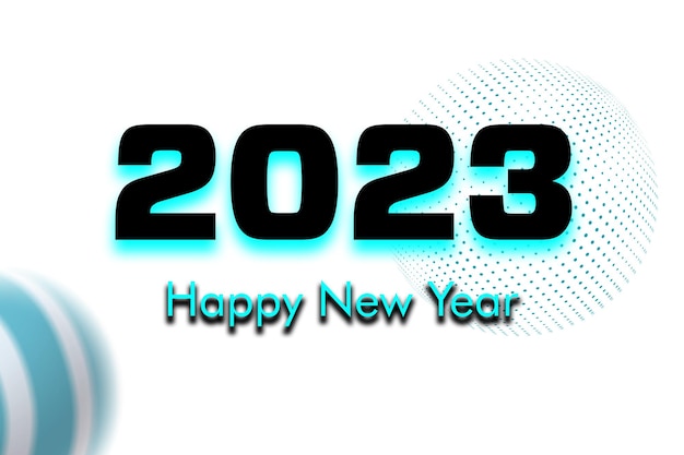 Foto ilustración 2023 feliz año nuevo diseño de fondo tarjeta de felicitación de letras