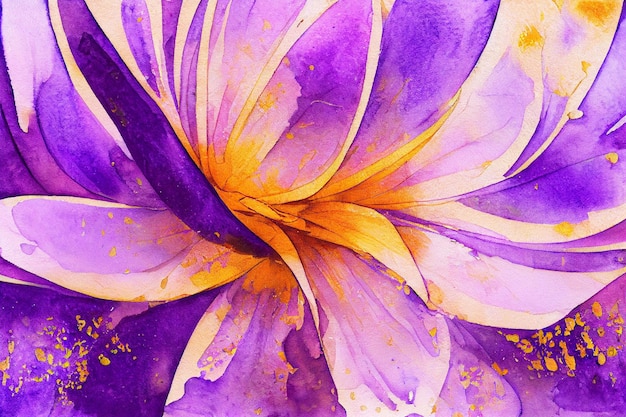 Ilustración 2d de fondo de arte de flor púrpura acuarela abstracta