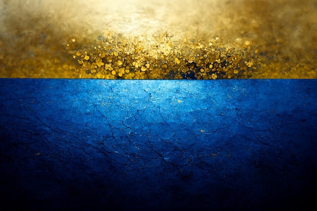 Ilustración 2d de fondo liso azul y dorado con textura preciosa creativa