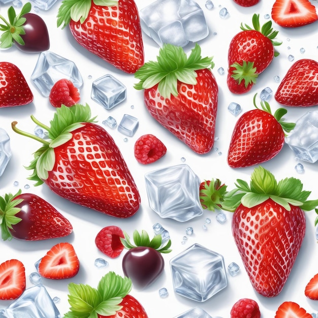 Ilustración 2D de fresas con crema