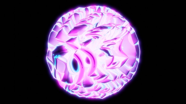 Ilustración 3D 4K UHD de esfera brillante en luz de neón