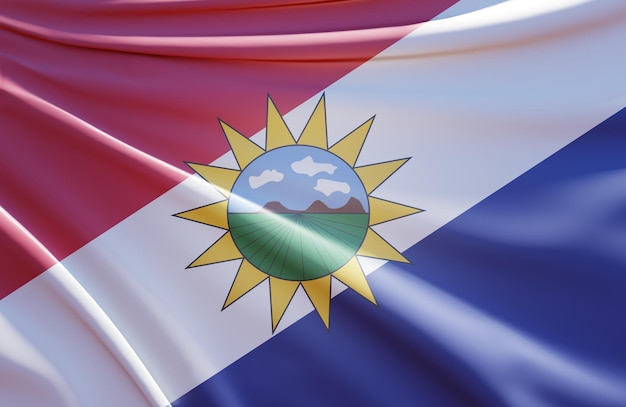 ilustración 3d abstracta de la bandera del estado de yaracuy en tela ondulada