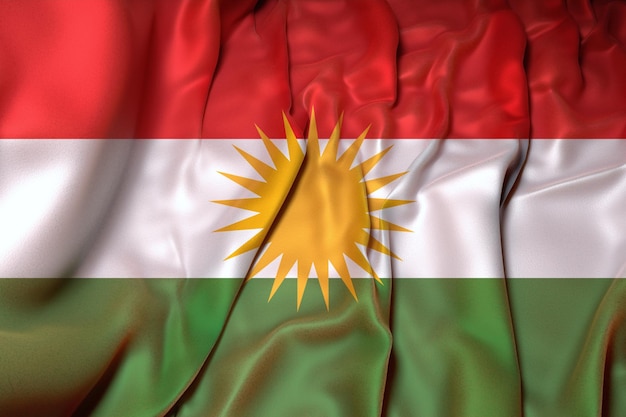 ilustración 3d abstracta de la bandera de kurdistán en tela ondulada