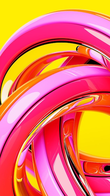 Foto ilustración 3d abstracta figura volumétrica colorida en un fondo aislado amarillo