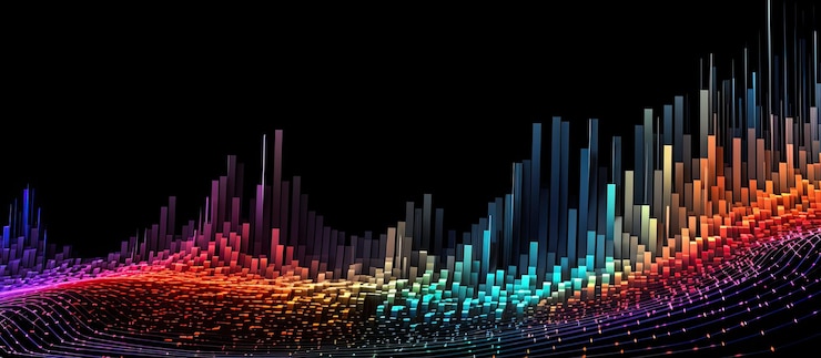 Ilustración 3D Abstracto Espectacular gráficos coloridos ondas formato 820x360