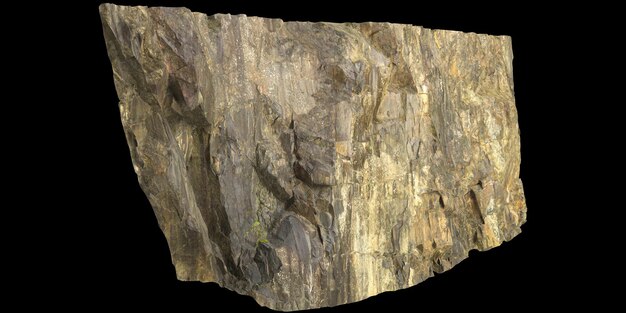 Ilustración 3d de acantilados rocosos aislados sobre fondo negro