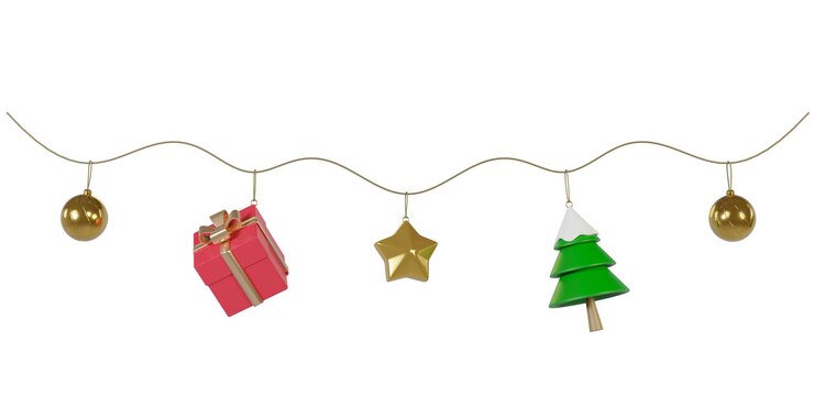 Ilustración en 3D de los adornos navideños