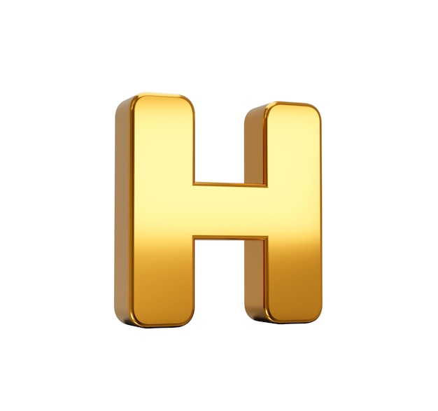 Ilustración 3d del alfabeto H aislado sobre fondo blanco.