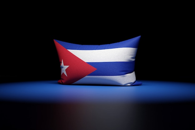 Ilustración 3d de almohada rectangular que representa la bandera nacional de Cuba