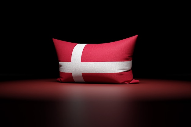 Ilustración 3d de almohada rectangular que representa la bandera nacional de Dinamarca