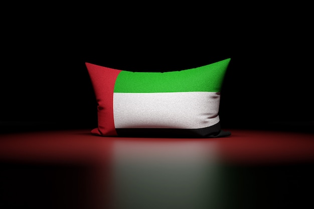 Ilustración 3d de almohada rectangular que representa la bandera nacional de los Emiratos Árabes Unidos.