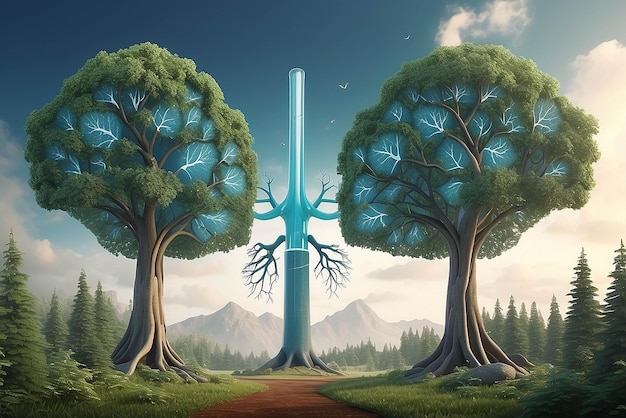 Ilustración 3D del árbol pulmonar Medio ambiente y medicina