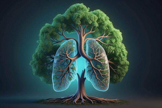 Ilustración 3D del árbol pulmonar Medio ambiente y medicina