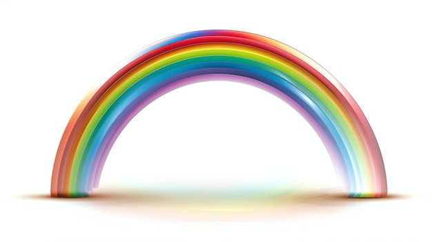 Foto ilustración 3d de un arco iris realista aislado sobre un fondo blanco