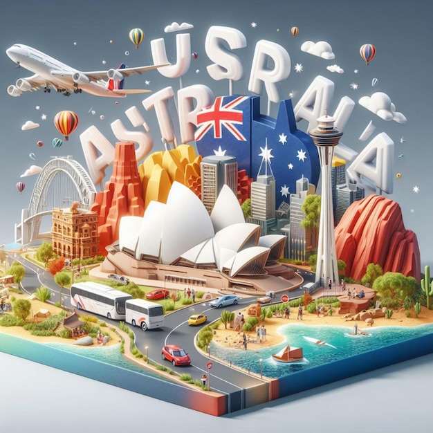 Ilustración en 3D de Australia