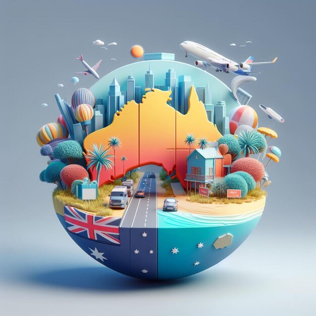 Ilustración en 3D de Australia