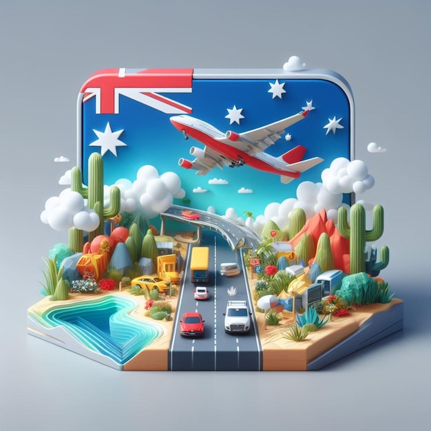 Ilustración en 3D de Australia