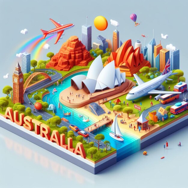 Ilustración en 3D de Australia