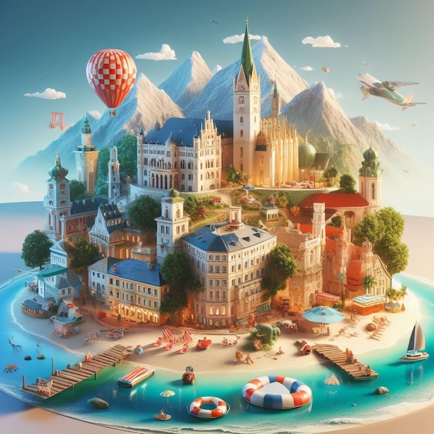 Ilustración 3D de Austria