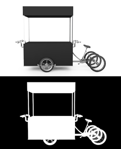 Ilustración 3d del autobús del carro de la bicicleta del helado del vintage con el canal alfa