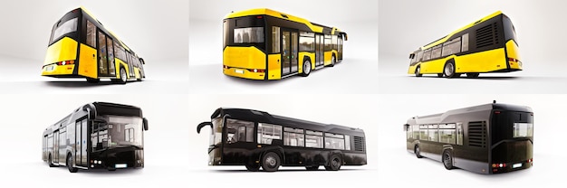Ilustración 3d Autobús urbano medio sobre un fondo blanco aislado Representación 3d
