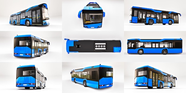 Ilustración 3d Autobús urbano medio sobre un fondo blanco aislado Representación 3d