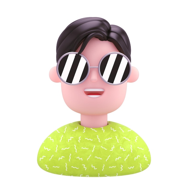 Ilustración 3D de avatar con gafas