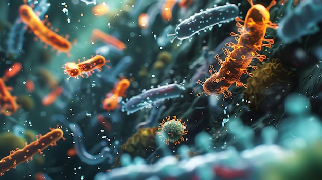 Ilustración en 3D de la bacteria Helicobacter pylori