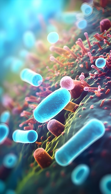 Ilustración en 3D de las bacterias que infectan el cuerpo humano