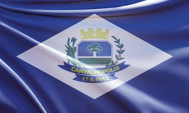 Ilustración 3d de la bandera de carvalhopolis en tela ondulada