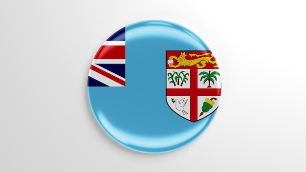 Ilustración 3D de la bandera de Fiji de pasador redondo