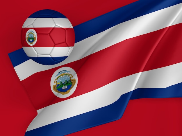 Foto ilustración 3d de la bandera de fútbol de costa rica