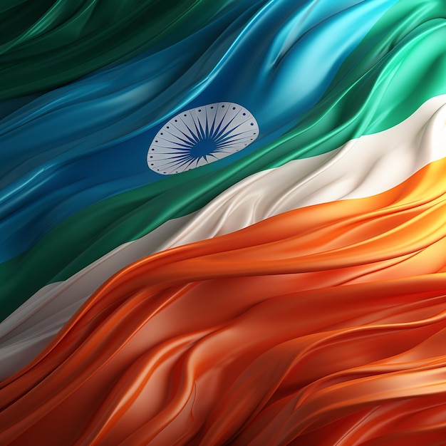 Ilustración 3d de la bandera india ondeando el concepto de textura ola de bandera india